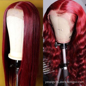 Cheap 27#30#99j Indian Remy Human Hair Lace Closure Wig Straight Cuticle Aligned Human Hair Full  Lace Front Wig For Black Women